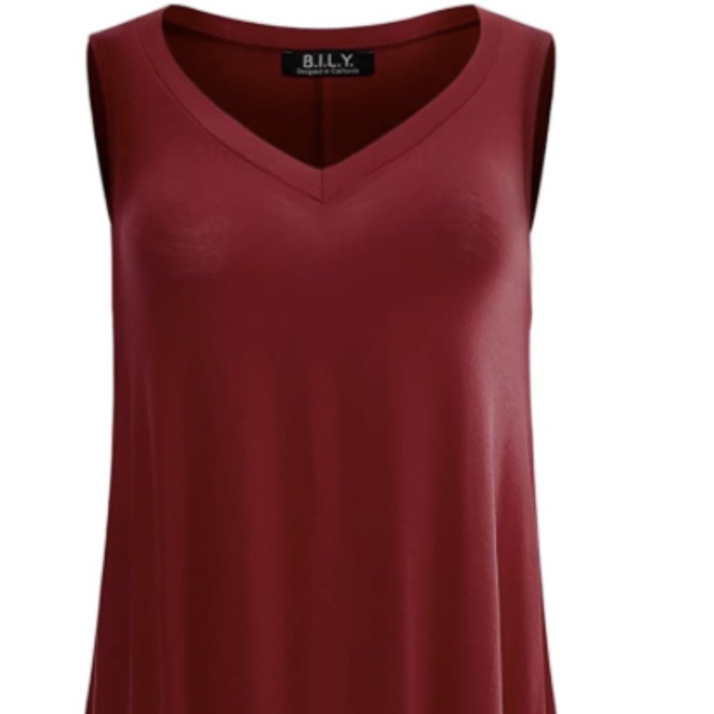 BILY V-neck tunic - Sz XL - Burgundy